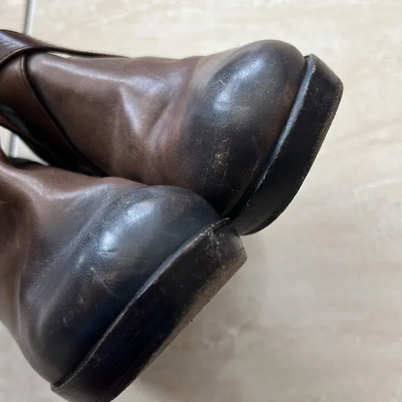 FIORENTINI   BAKER HEELED ANKLE BOOTS STRAP DETAIL WOMENS SIZE 9 LEATHER