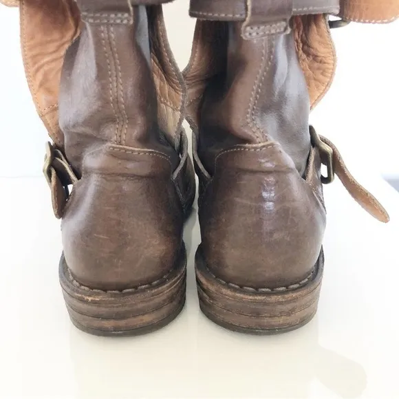 Fiorentini   Baker Tall Brown Eternity 7040 Moto Leather Biker Boots Size Size 6