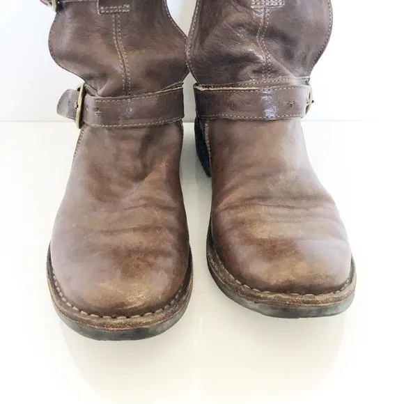 Fiorentini   Baker Tall Brown Eternity 7040 Moto Leather Biker Boots Size Size 6