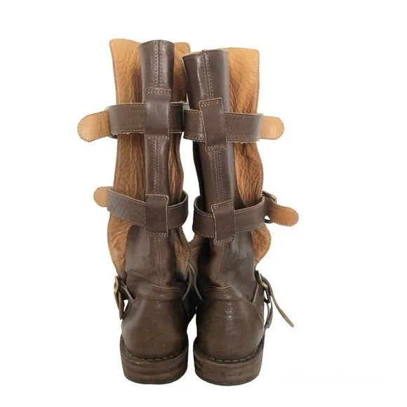 Fiorentini   Baker Tall Brown Eternity 7040 Moto Leather Biker Boots Size Size 6