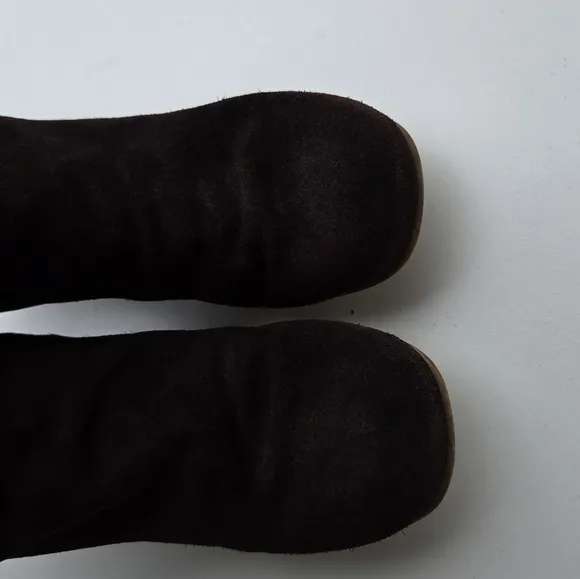 Fly London Tall Suede Brown Block Heel Boots Size 40 9 9.5 Over The Knee OTK