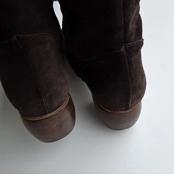 Fly London Tall Suede Brown Block Heel Boots Size 40 9 9.5 Over The Knee OTK