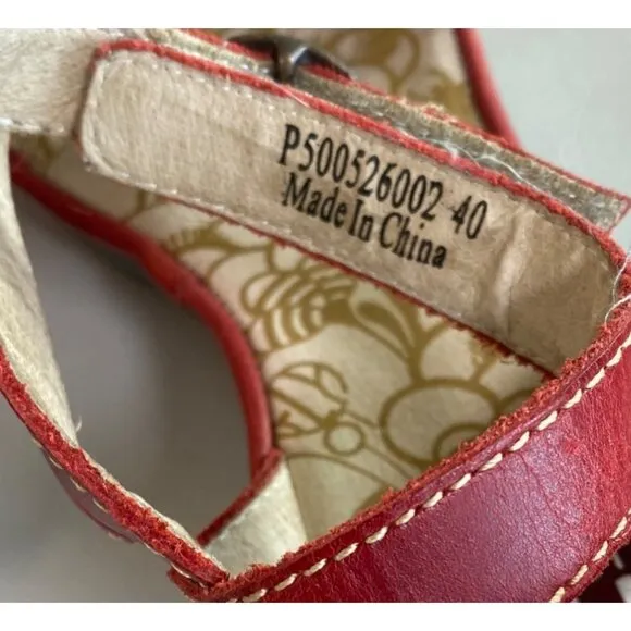 Fly London Yesk Red Strappy Sandals Wedge Heel Women's 9.5/10 EU 40