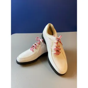 FootJoy Junior Youth Size 4M White Pink Girls Athletic Golf Cleats Shoes 45095
