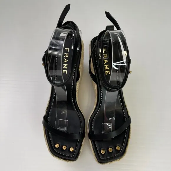 Frame Sandal Women 8 Leather Platform Wedge Espadrille Ankle Strap Resort Core