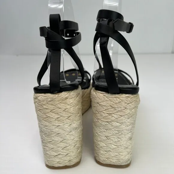 Frame Sandal Women 8 Leather Platform Wedge Espadrille Ankle Strap Resort Core