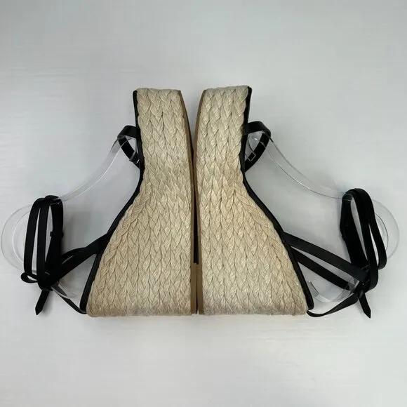 Frame Sandal Women 8 Leather Platform Wedge Espadrille Ankle Strap Resort Core
