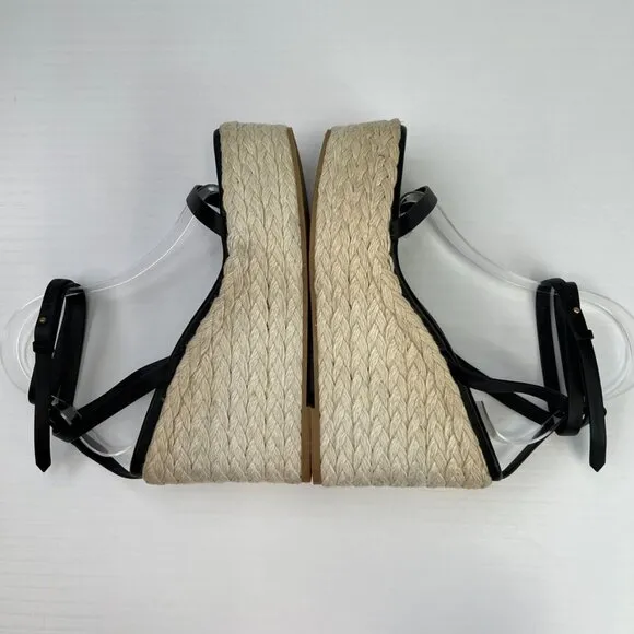 Frame Sandal Women 8 Leather Platform Wedge Espadrille Ankle Strap Resort Core