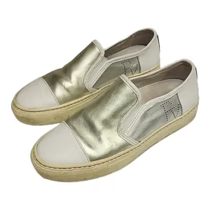 Frances Valentine Kate Spade Leather Platform Sneakers 7 White Gold Silver