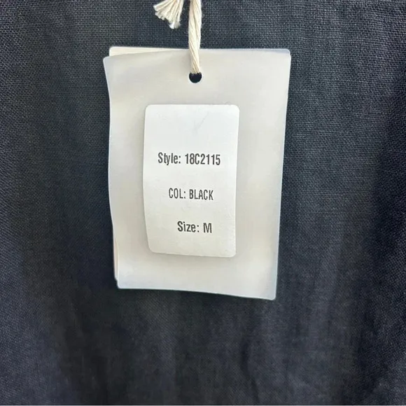 Francesca Bettini Made in Italy Black Linen Eyelet Detail Midi Shift Dress NWT