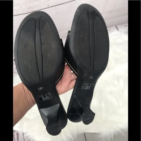 FRANCO SARTO black kitten heal leather sandals