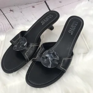 FRANCO SARTO black kitten heal leather sandals