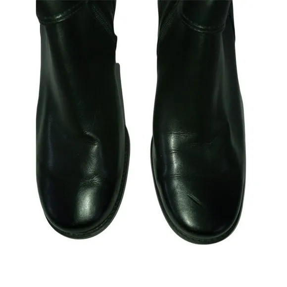 Franco Sarto Boots, Black Vegan Leather, Stretch Fabric, Ankle Booties Womens 10