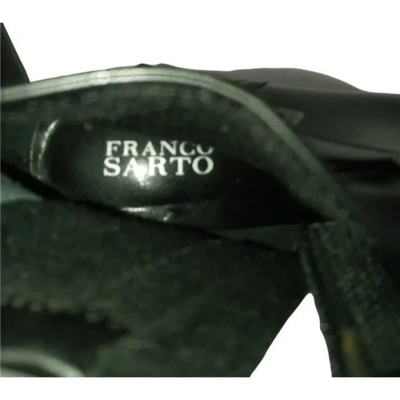 Franco Sarto Boots, Black Vegan Leather, Stretch Fabric, Ankle Booties Womens 10