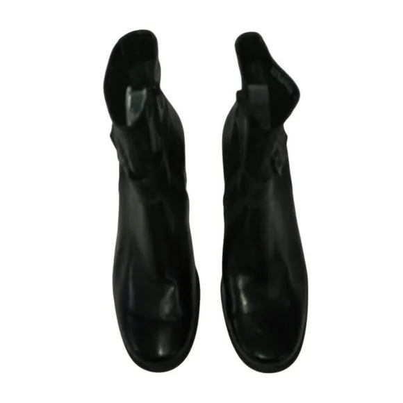 Franco Sarto Boots, Black Vegan Leather, Stretch Fabric, Ankle Booties Womens 10