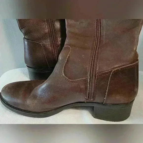 Franco Sarto Genuine Leather Tall Riding Style Calf Brown Knee Boots CYMA2 7.5