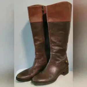 Franco Sarto Genuine Leather Tall Riding Style Calf Brown Knee Boots CYMA2 7.5