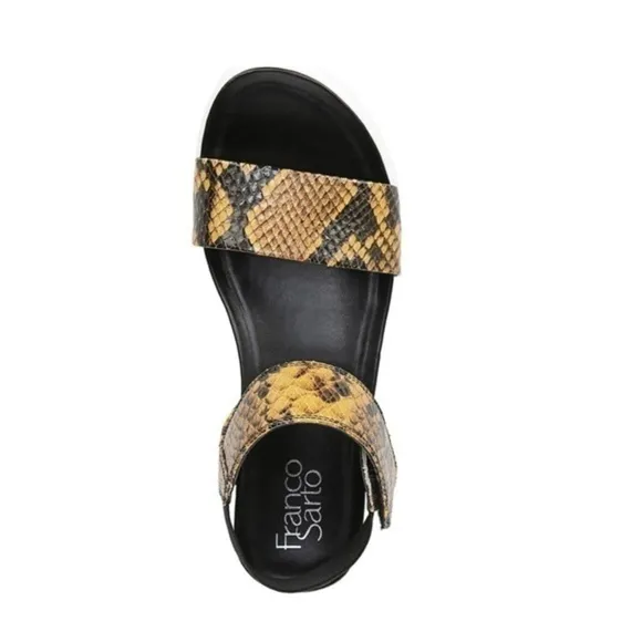 Franco Sarto Kana Wedge Platform Sandal Yellow Snake NIB