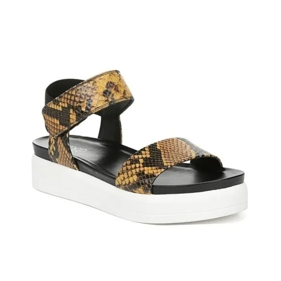 Franco Sarto Kana Wedge Platform Sandal Yellow Snake NIB