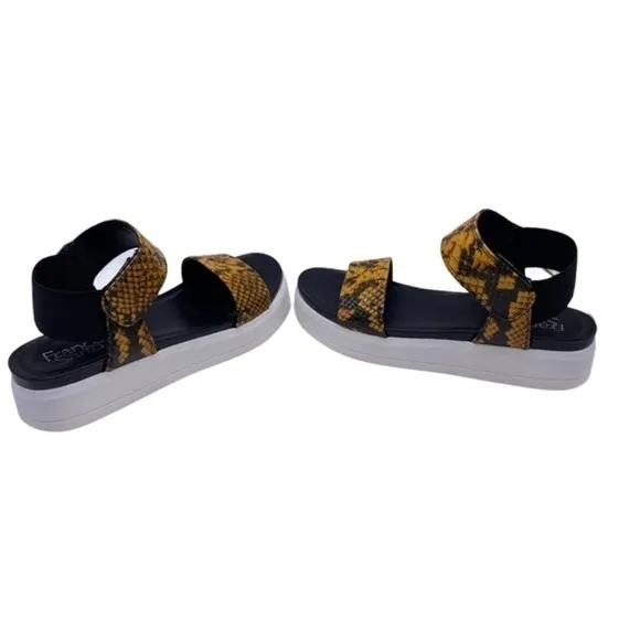 Franco Sarto Kana Wedge Platform Sandal Yellow Snake NIB
