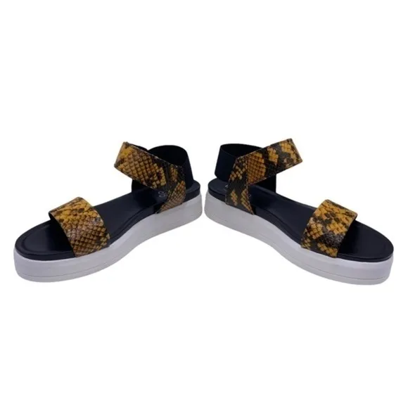 Franco Sarto Kana Wedge Platform Sandal Yellow Snake NIB