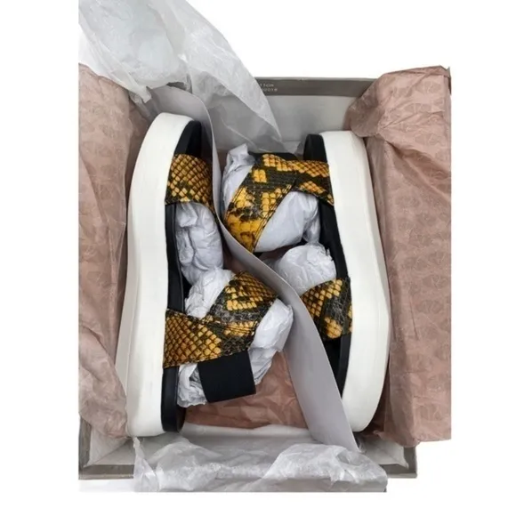 Franco Sarto Kana Wedge Platform Sandal Yellow Snake NIB