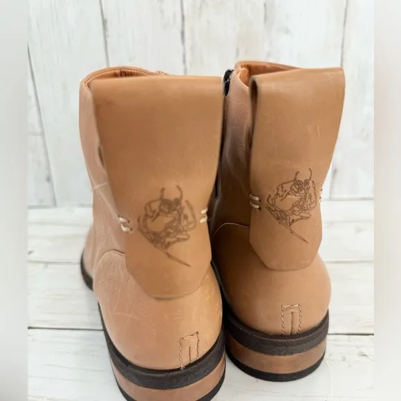 FRANCO SARTO Lori Leather Ankle boots Booties, tan brown  Size 7.5 M