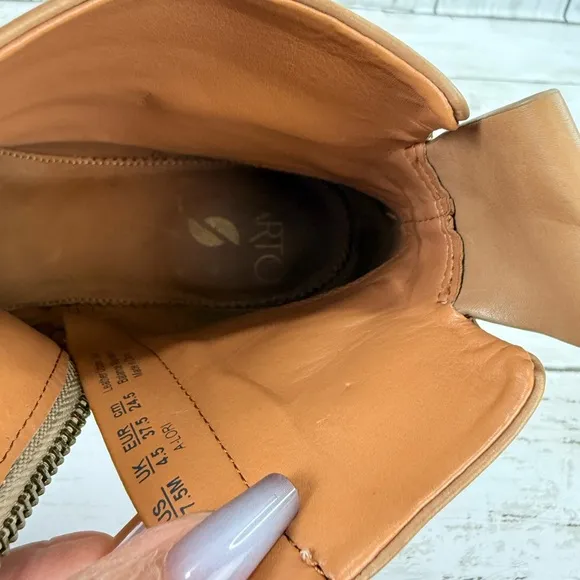 FRANCO SARTO Lori Leather Ankle boots Booties, tan brown  Size 7.5 M