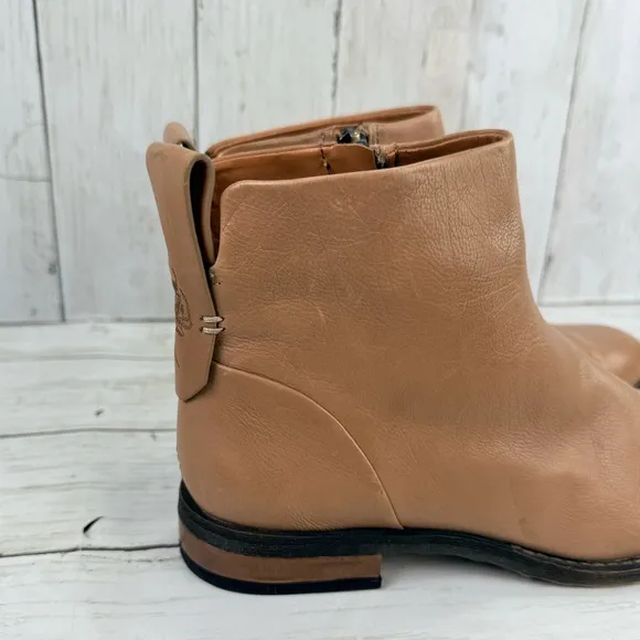 FRANCO SARTO Lori Leather Ankle boots Booties, tan brown  Size 7.5 M
