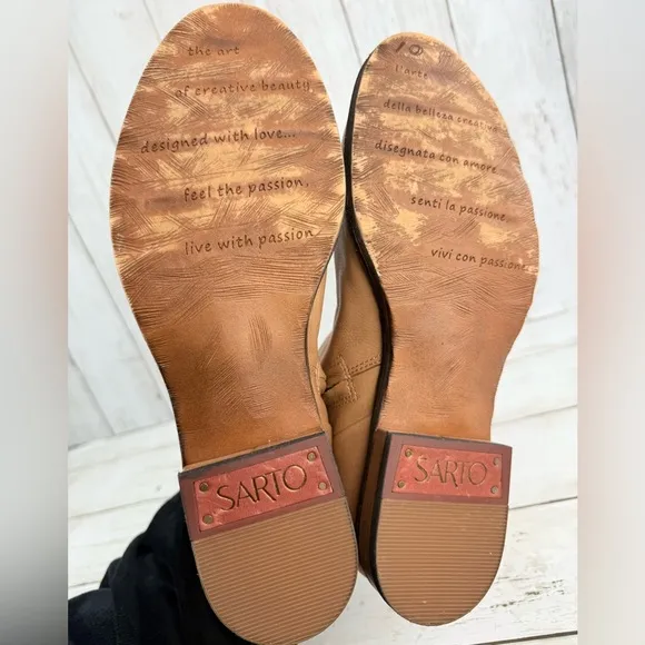FRANCO SARTO Lori Leather Ankle boots Booties, tan brown  Size 7.5 M