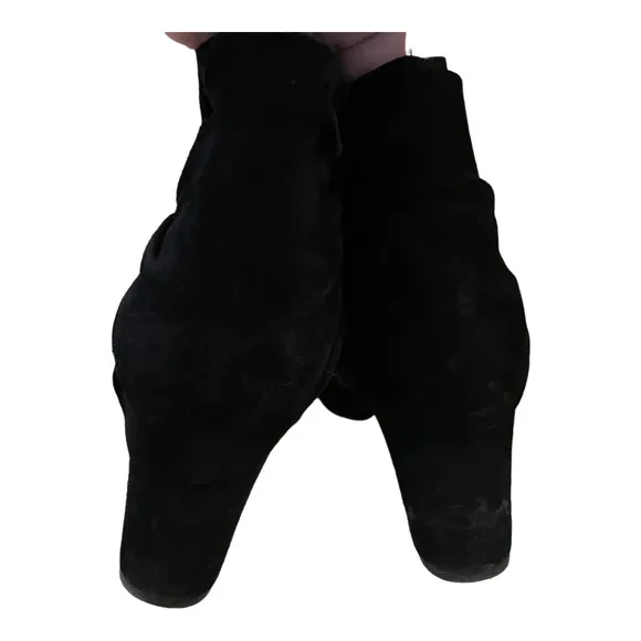 Franco Sarto Odelia Black Draped Suede Ankle Boots Booties Women's Size 10