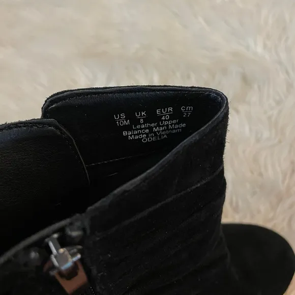 Franco Sarto Odelia Black Draped Suede Ankle Boots Booties Women's Size 10