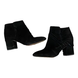 Franco Sarto Odelia Black Draped Suede Ankle Boots Booties Women's Size 10