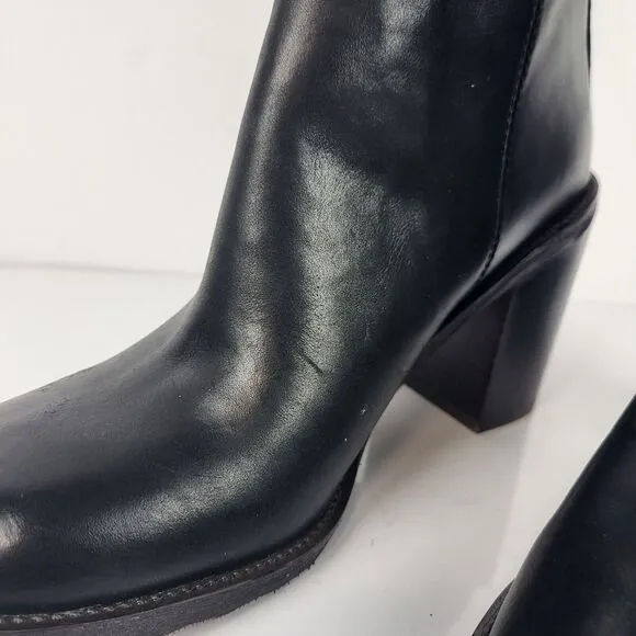 FRANCO SARTO rivettall women's leather casual knee high boots Stacked Heel 8 M