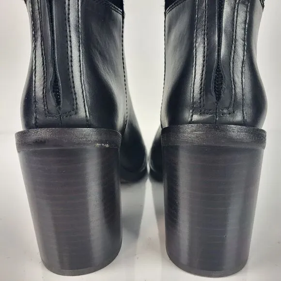 FRANCO SARTO rivettall women's leather casual knee high boots Stacked Heel 8 M