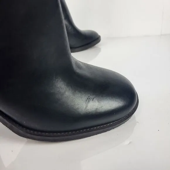 FRANCO SARTO rivettall women's leather casual knee high boots Stacked Heel 8 M