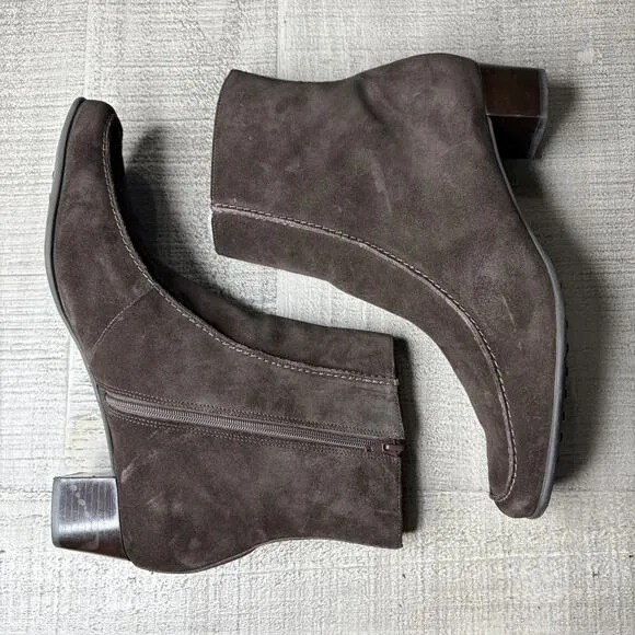 Franco Sarto Size 11 Suede Ankle Boots Block Heel Brown