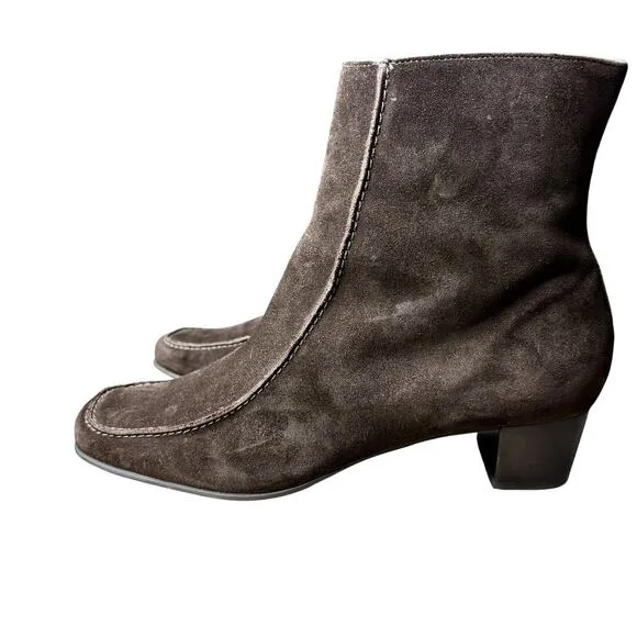 Franco Sarto Size 11 Suede Ankle Boots Block Heel Brown