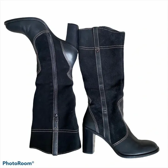 Franco Sarto Suede &amp; Leather Boots Zip Tall Riding