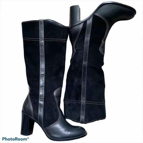 Franco Sarto Suede &amp; Leather Boots Zip Tall Riding