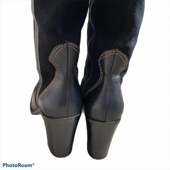 Franco Sarto Suede &amp; Leather Boots Zip Tall Riding