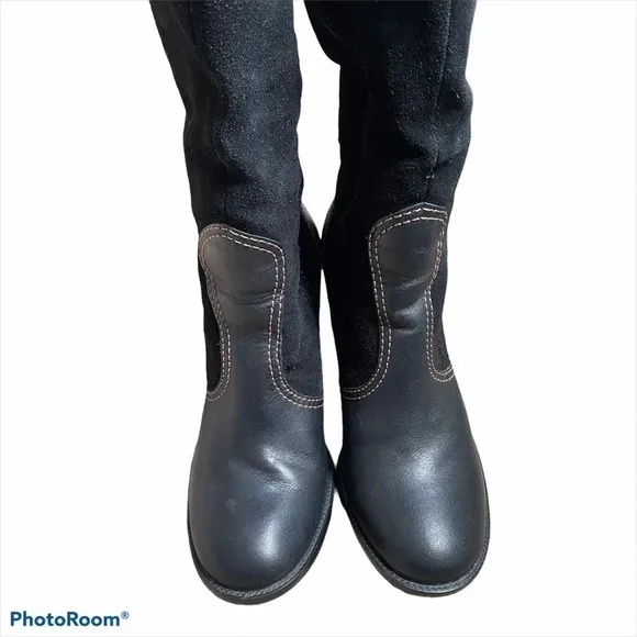 Franco Sarto Suede &amp; Leather Boots Zip Tall Riding