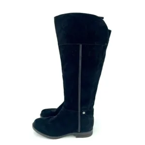 Franco Sarto Tall Riding Boots Black Suede Leather SZ 6 Wide Calf New