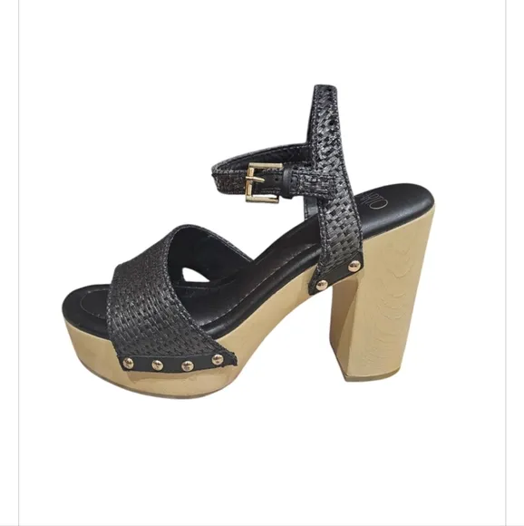 Franco Sarto Wally Woven Platform AnkleStrap Heels Size 9 Black NWOT