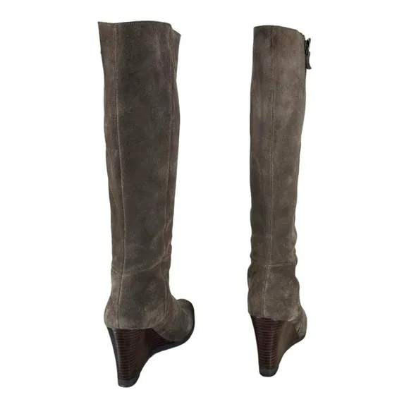 Franco Sarto Women’s 6.5 Watch Suede Knee Wedge Boots Riding Winter Casual Zip