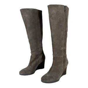Franco Sarto Women’s 6.5 Watch Suede Knee Wedge Boots Riding Winter Casual Zip