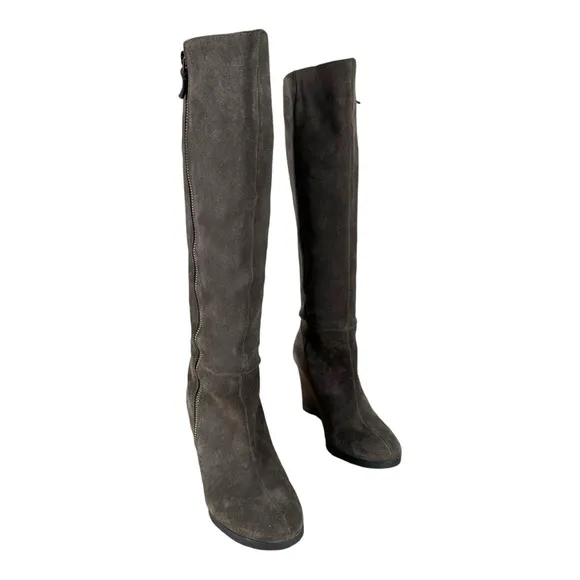 Franco Sarto Women’s 6.5 Watch Suede Knee Wedge Boots Riding Winter Casual Zip