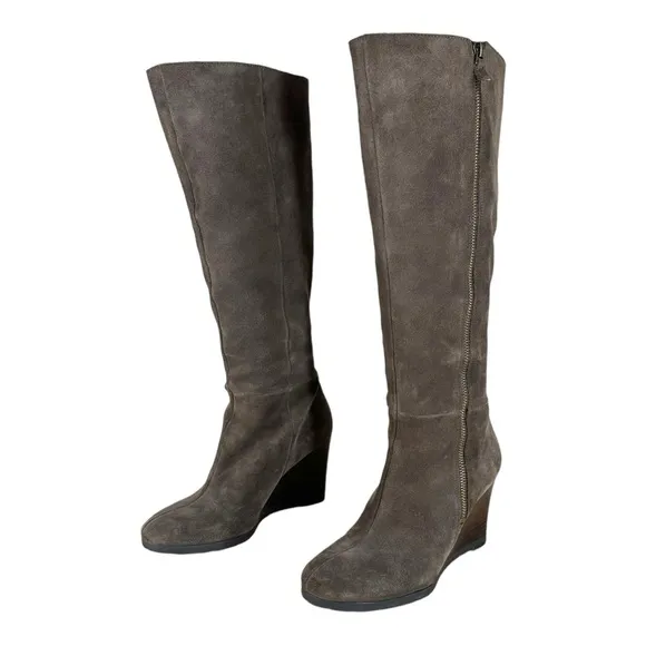 Franco Sarto Women’s 6.5 Watch Suede Knee Wedge Boots Riding Winter Casual Zip