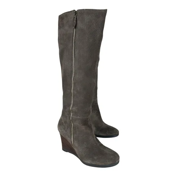 Franco Sarto Women’s 6.5 Watch Suede Knee Wedge Boots Riding Winter Casual Zip