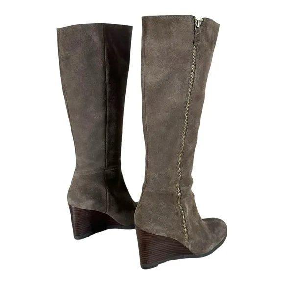 Franco Sarto Women’s 6.5 Watch Suede Knee Wedge Boots Riding Winter Casual Zip